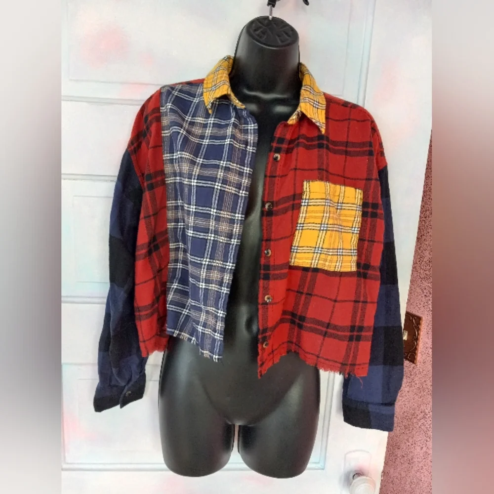 Customized Horror flannel- haunted house skull colorful OOAK RAGE wear! - Picture 2 of 4